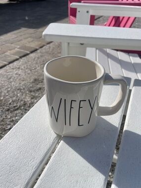 Rae Dunn 'Wifey' White Ceramic Mug with Black Lettering
